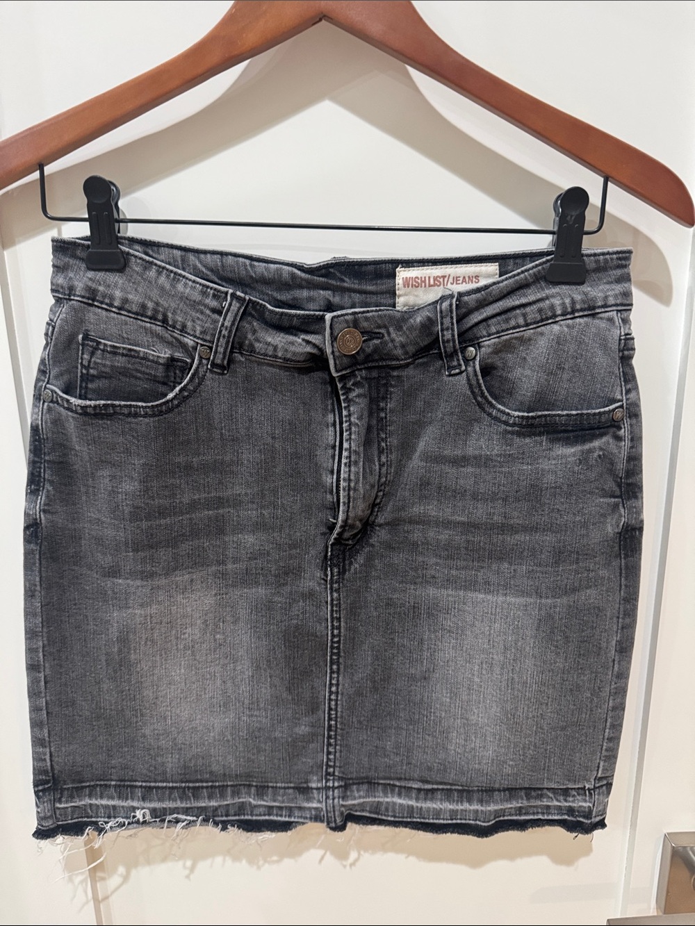 Wishlist Gray Washed Denim Mini Skirt